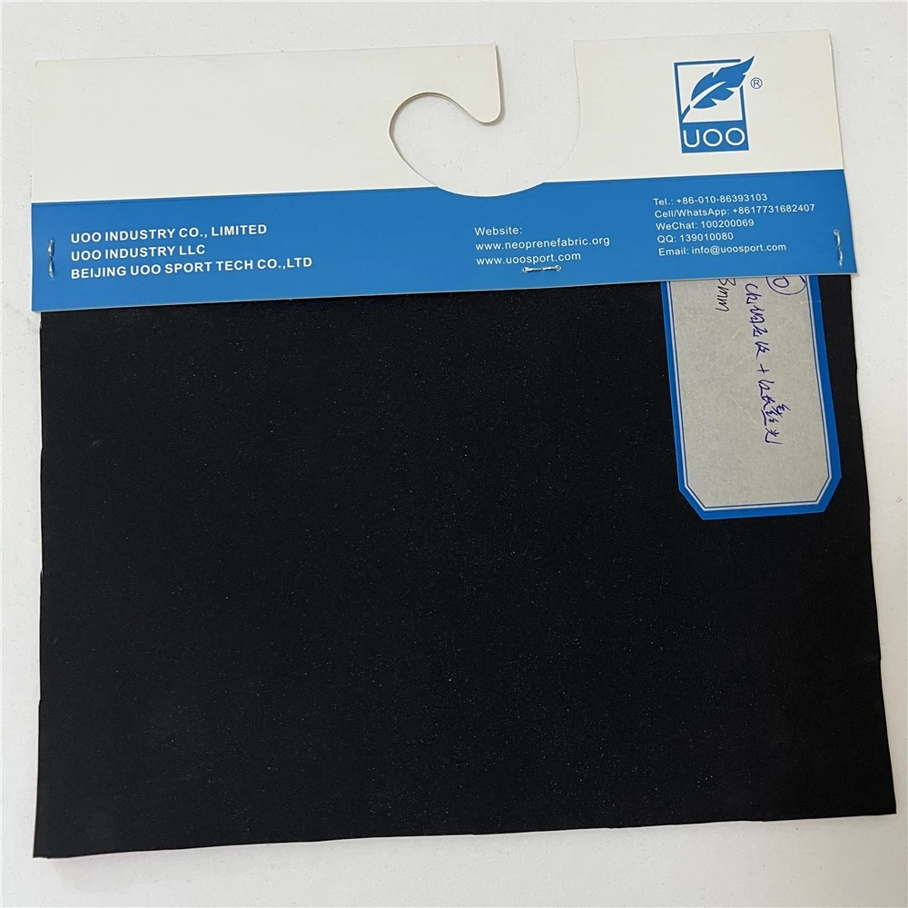 UOO Manufacturer 3mm Black CR Embossed Sharkskin Neoprene Long Terry Mercerized Loop Brush Neoprene Fabric for Orthopedic Items