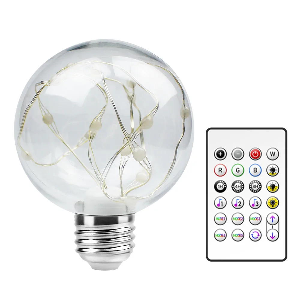 
Christmas Lights LED String Bulb G100 Remote Control Music Function E26 E27 16LEDs AC 100-240V Light Bulb String 