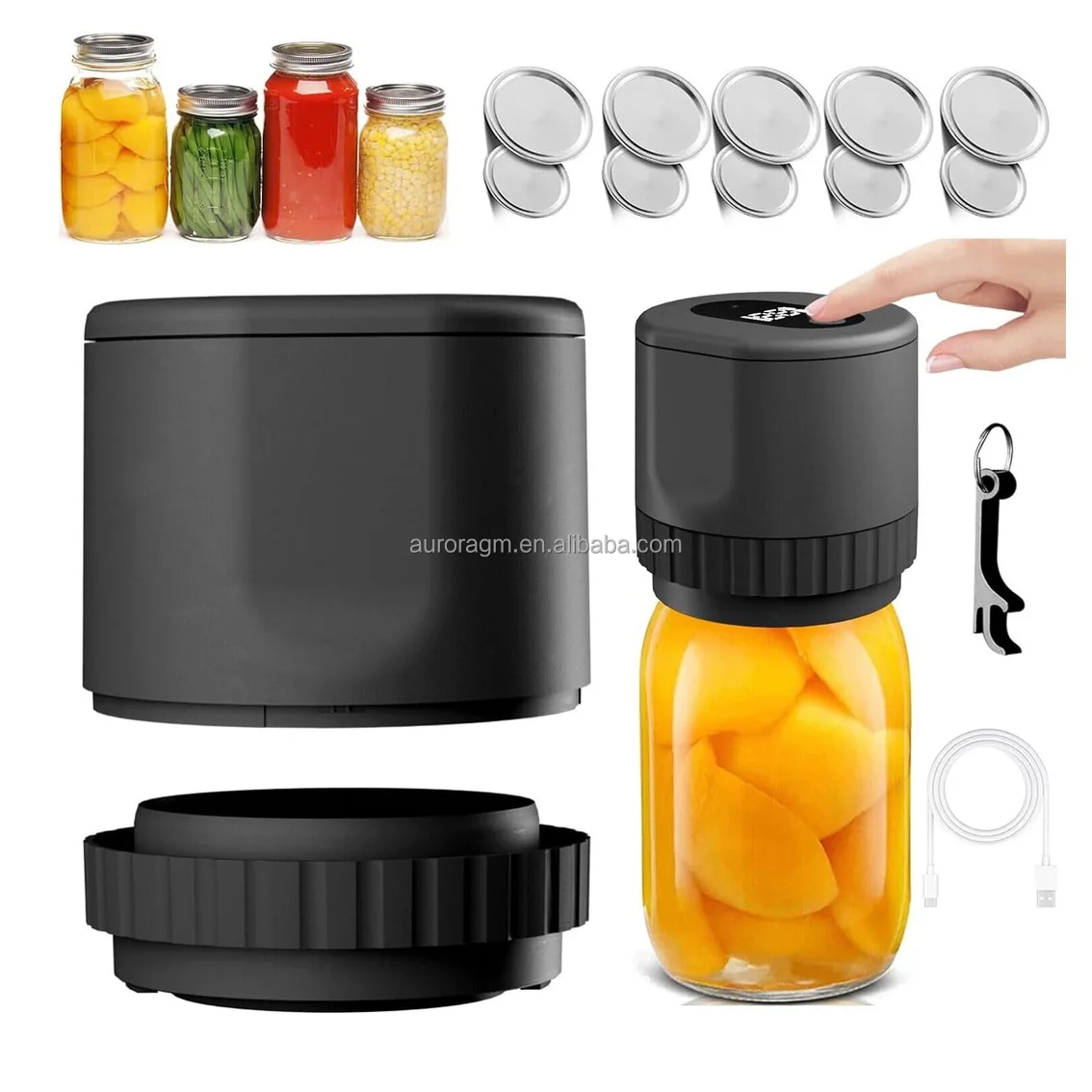 2024 Hot Sale Electric Cordless Mason Jar Vacuum Sealer for Canning Jars with Mouth and Regular Mason Lids