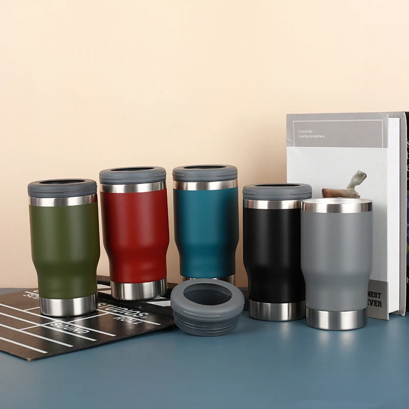 Personalize Custom Insulator Holder Beverage Stainless Steel Double Wall Vacuum Insulated 4 in 1 Can Cooler with Beer Opener