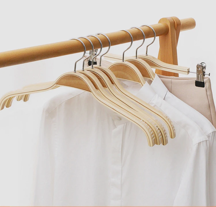 Top Ranking 40Cm Anti-Slip Wooden Hangers with Clip Sundries Wardrobe Outdoor Use Wood Hanger
