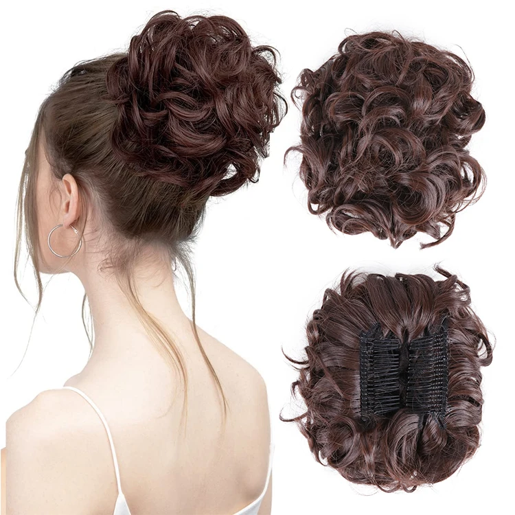 New Style Clip Messy Queues De Cheval Pour Foulard Postiche En Curly Chignon Pieces For Women Extensions Synthetic Hair Buns
