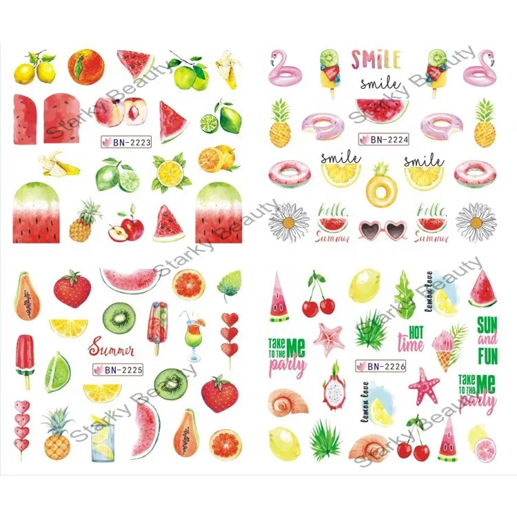 Nail art sticker water transfer printing 2d nail decal fashion design nail stickers