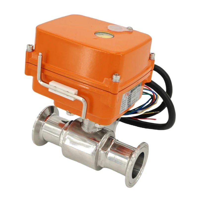 1Inch 24v Micro Actuator Electric Ball Valve 485 Communication Protocol Small Capacity Quick-Install Sanitary Ball Valve