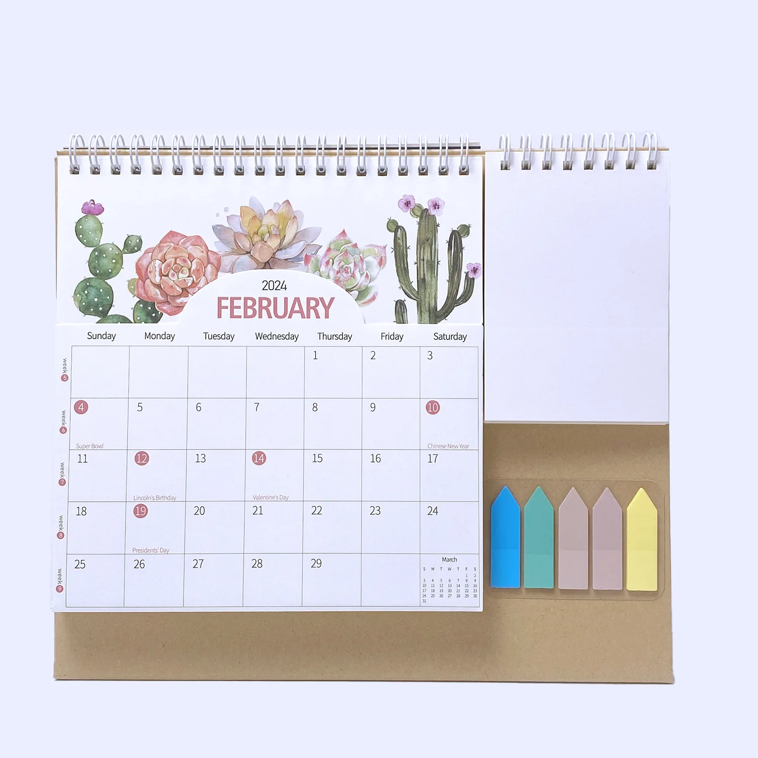 Cheap Custom 2024 English Desk calendar Creative multi-function coil pocket desk calendar