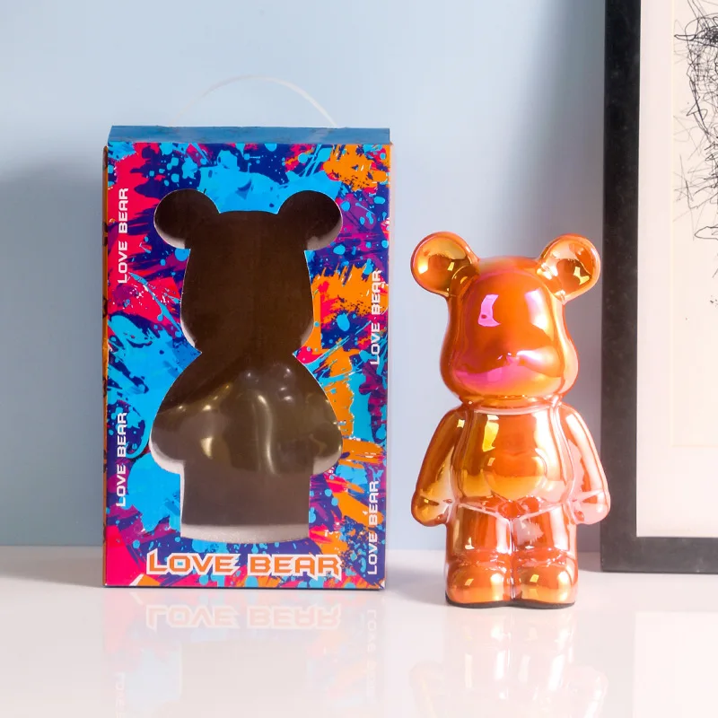 Love Bear Electroplating Hipster Play home decor decor Ceramic Violent Bear piggy bank gift