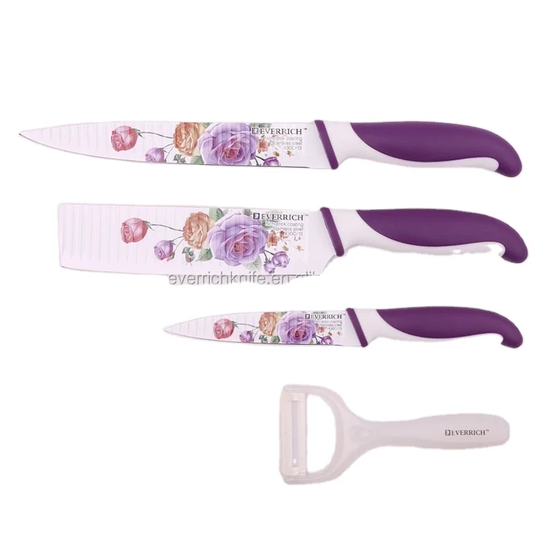 Yangjiang Best Obsidian Double PP Handle Kitchen Knife Brand Decal Printing Kitchen Knife Set