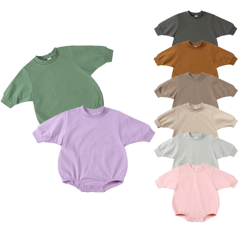 wholesale newborn infant clothes plain soft cotton newborn jumpsuit long sleeve baby sweater rompers