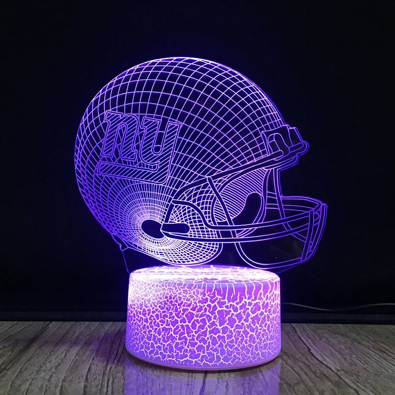 Football Helmet Light Touch Control New York Giants Football Team Light Lamp 7 Color Changing Touch Light