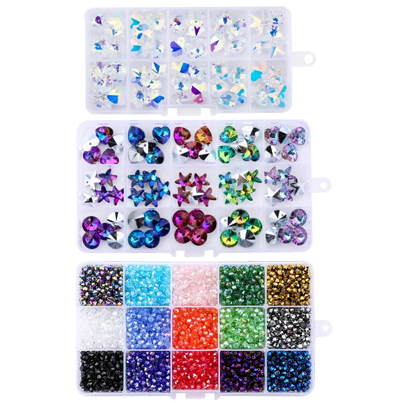 
DIY Jewelry Stained Glass Diamond Crystal Accessories Bead Necklace Pendant Earrings Accessories Electroplating Aurora Sapphire 