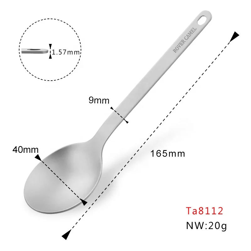 Outdoor camping kitchen Titanium Tableware Camping Spoon Fork with Customized Logo two-piece Titanium Cutlery
