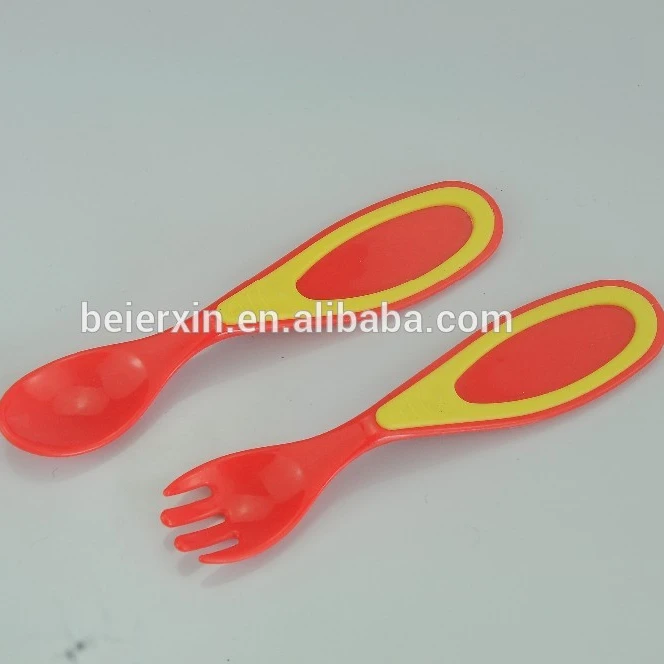 Baby Plastic/ TPE Encapsulated Spoon and Fork / Cutlery
