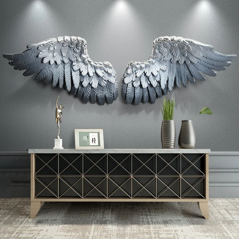 Resin Angel Wing Wall Hanging for Living Room Sofa Background Wedding Backdrop Hotel Decor for Bedroom Ornament