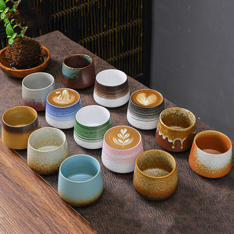 Ready to ship multi-color japanese ceramic tea cup sake cups pottery water mug custom logo