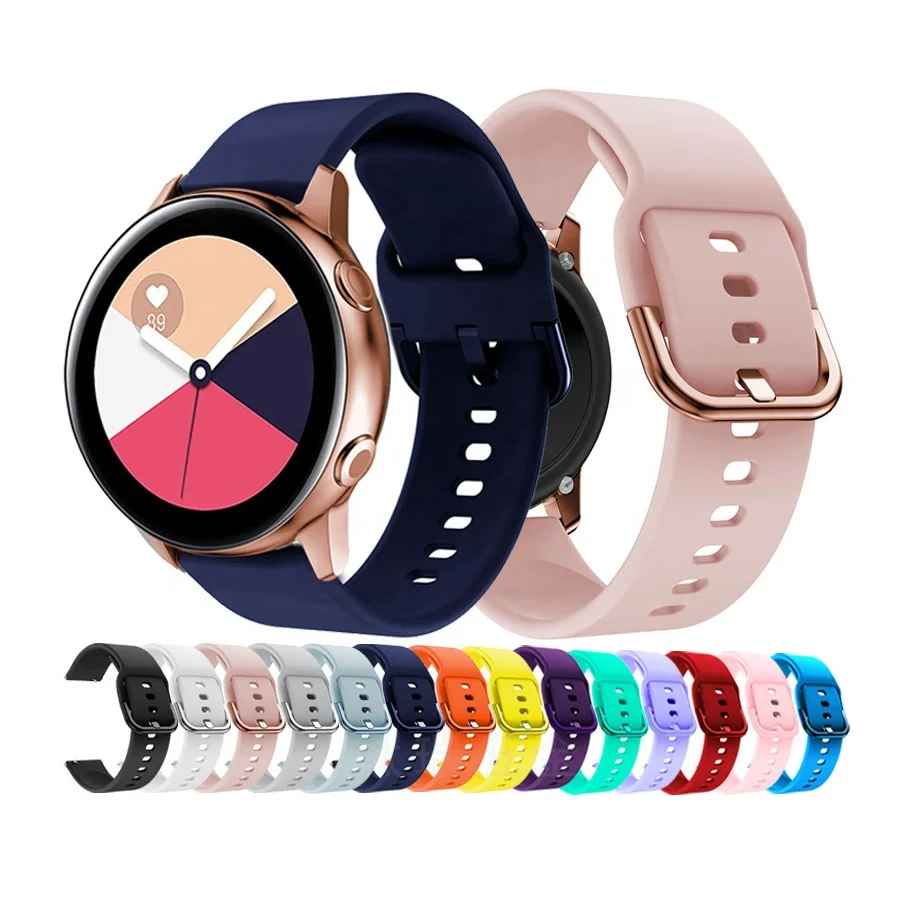 YHQ 20mm Colorful Buckle Silicone Watch strap band for Samsung Galaxy watch active 2 40mm 44mm smart watch accessories