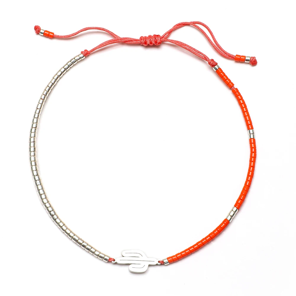 Cute Lucky Plant Cactus Charm Bracelet Women New Fashion MIYUKI Seed Beads String Handmade Jewelry Gift