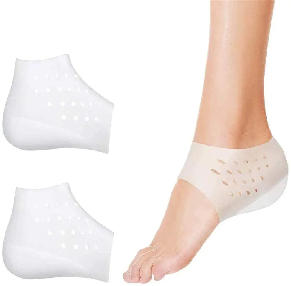 Breathable Silicone Heel Socks Protectors To Repair Dry Cracked Heel And Reduce Pains Of Plantar Fasciitis, Achilles Tendonitis