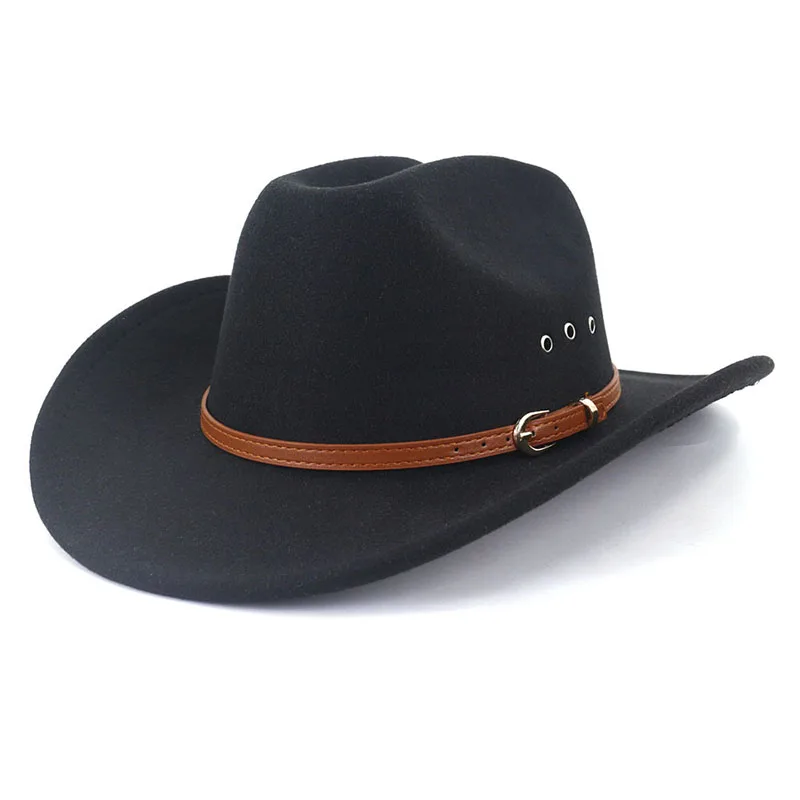 Vintage Men Jazz Hats Western Cowboy Hat for Women Personality High Street Wide Brim Fedora Hats