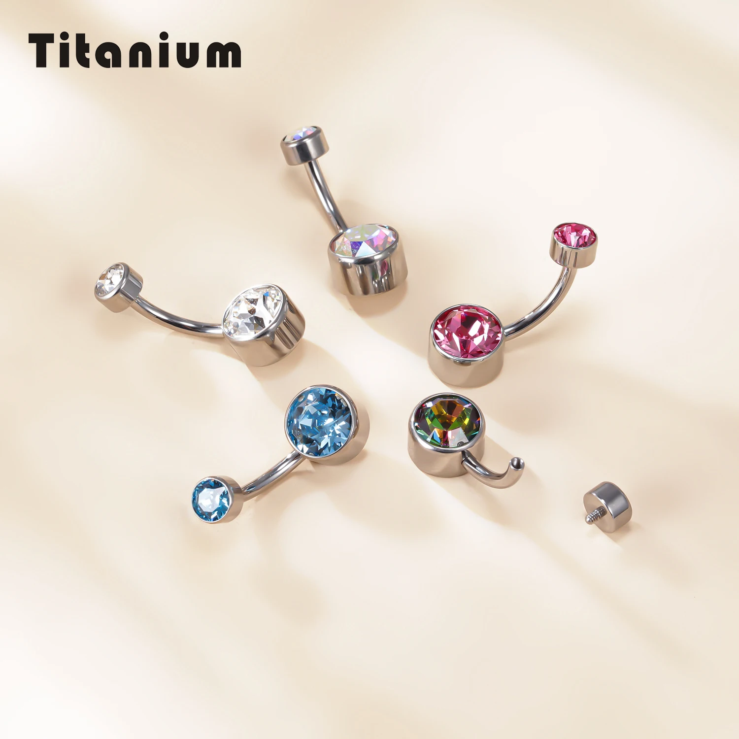 Wholesale ASTM F136 Titanium Hot High Quality Bezel Setting Opal Stone 14G Belly Button Navel Rings