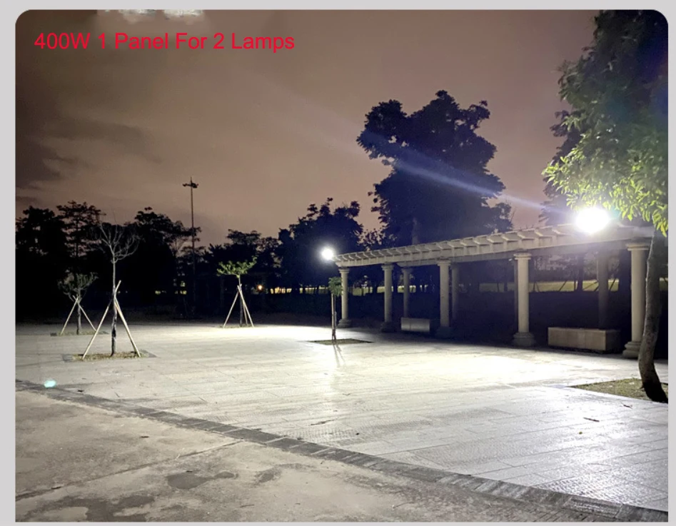 High Lumen Dimmable  Brightness adjustable Lamp 150W+150W 1Solar for 2 Flood lamps