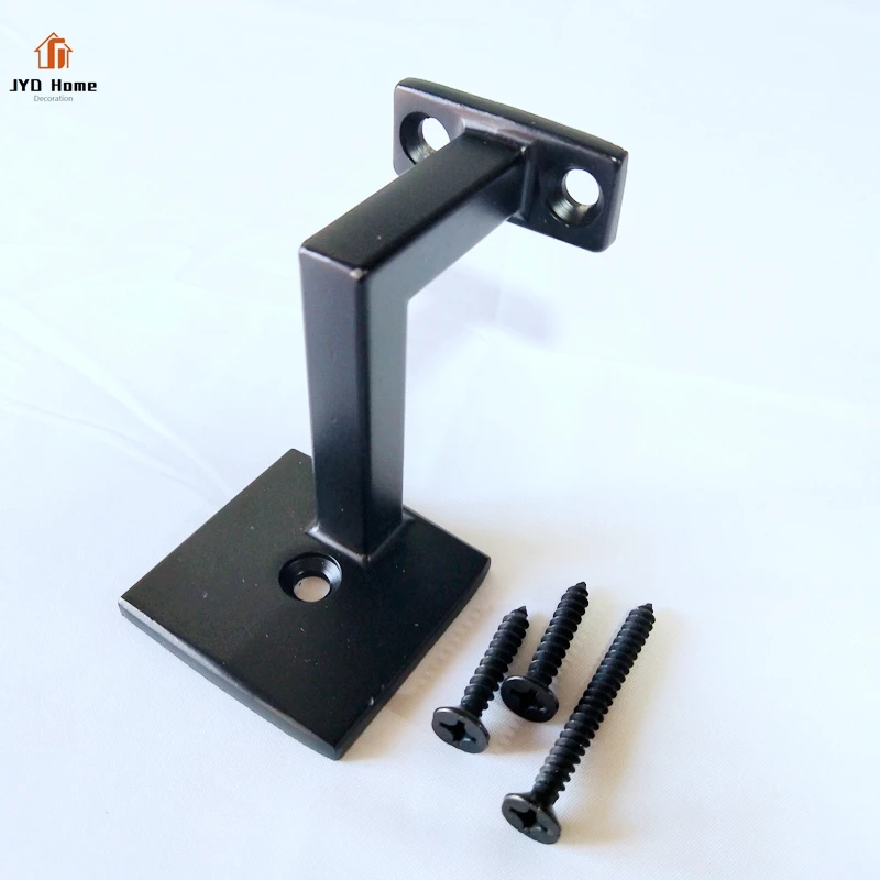 Wholesale Higher Wall Mounted Black Handrail Brackets for Wood Handrail Factory Direct with Square Base in USA Canada Markets