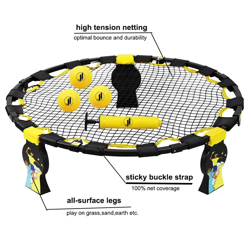Custom JH Spike Ball Game Set Indoor & Outdoor Lawn Spikeball Beach Round Net Pop Up Volleyball Team Game for Kids,Teens,Adults