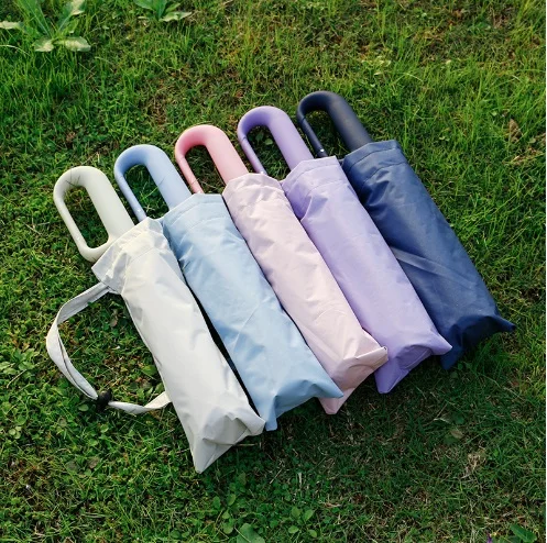 New Product Easy Carry Unique Wholesales Cheap Automatic Three Folding Umbrella With Hook Loop Lock Handle
