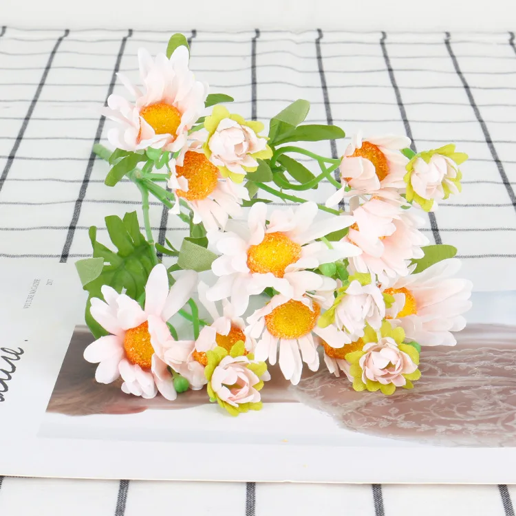 Garden Style Fake Chrysanthemum Decoration Living Room Tea Table Display Artificial Flowers Direct Small Daisies Carton Box 015