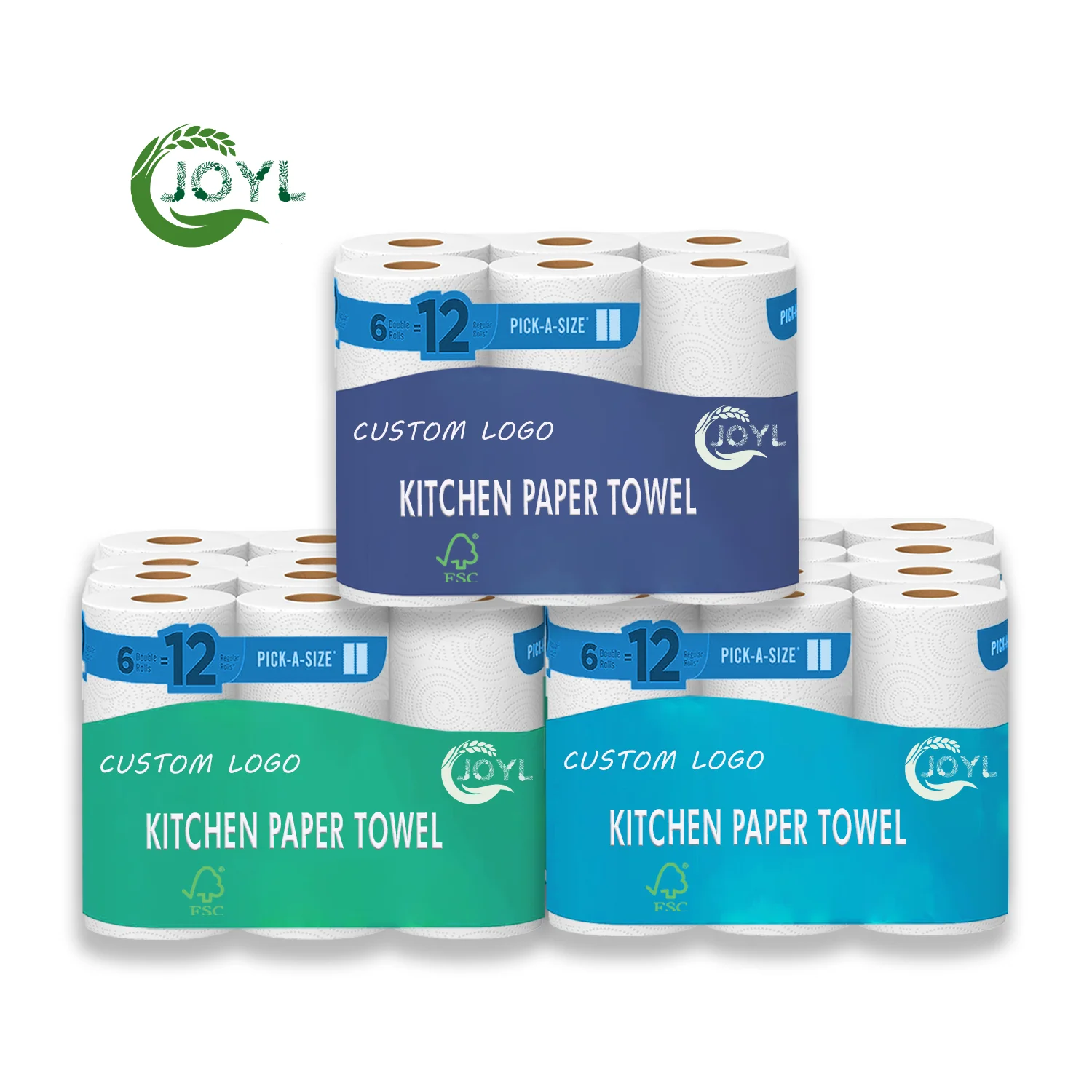 Absorbent 2-Ply Virgin Kitchen Paper Towel Rolls Soft Toilet Tissue for Household Water and Oil Cleaning