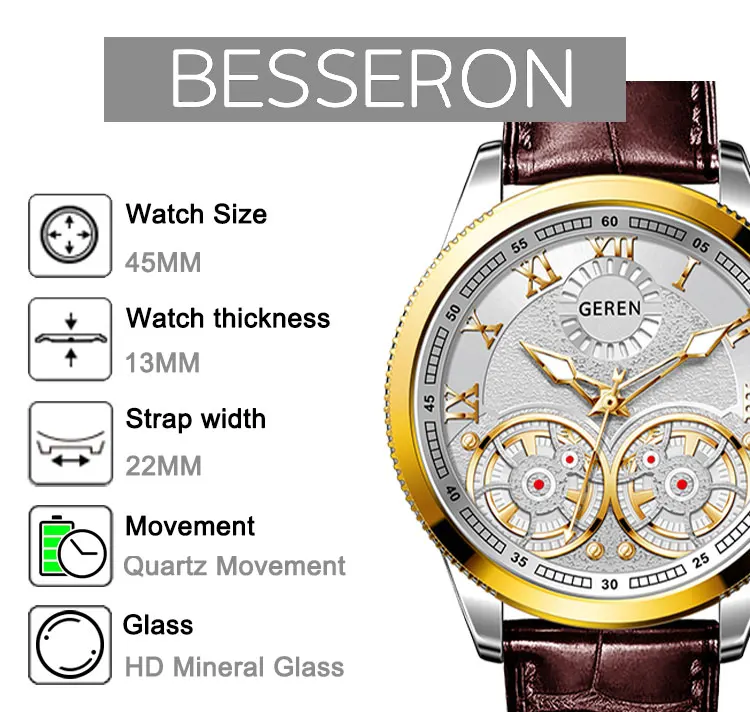 Classic OEM/ODM steel quartz automatic movement  watch for MEN