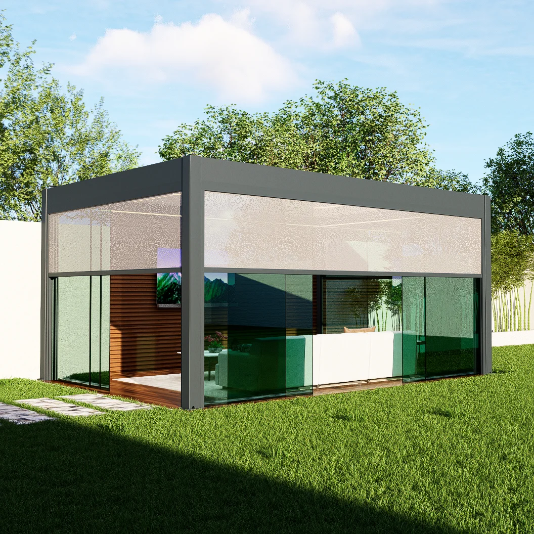 Customized Waterproof Aluminum Pergola Gazebo Louvers Garden Pergola Metal Motorized Aluminium Alloy Outdoor Pergola