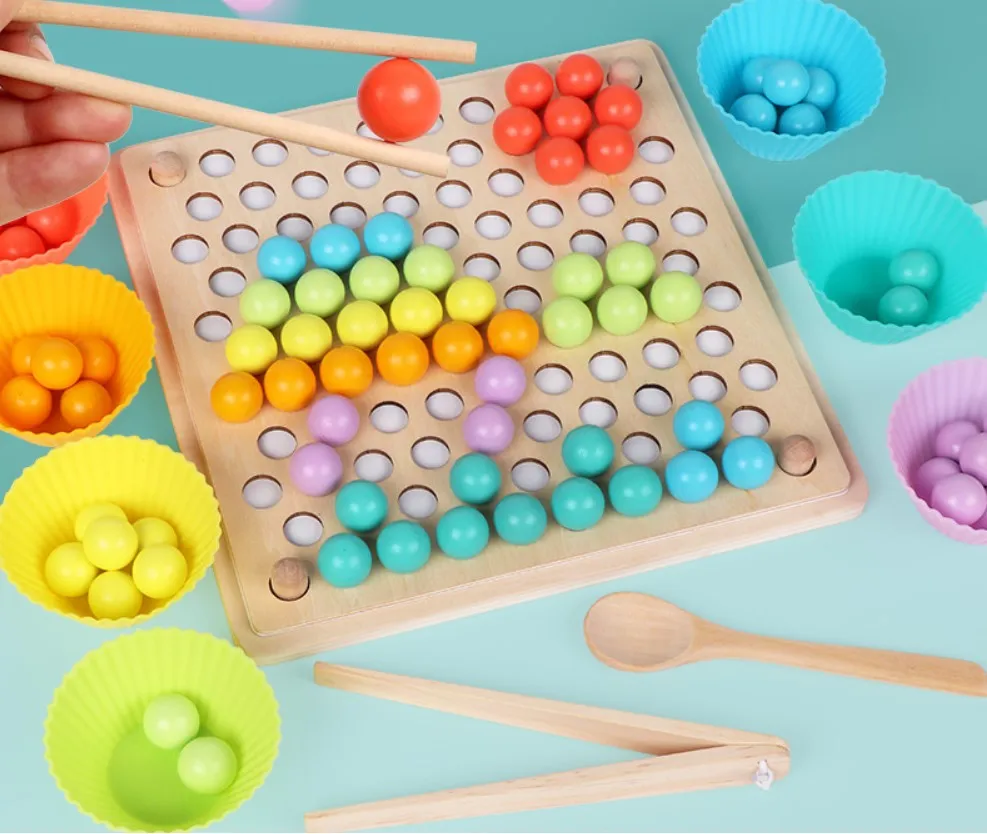 Kids Toys Montessori Wooden Toys Hands Brain Training Clip Beads Puzzle Board Math Game Baby Early Educational Toys For Children