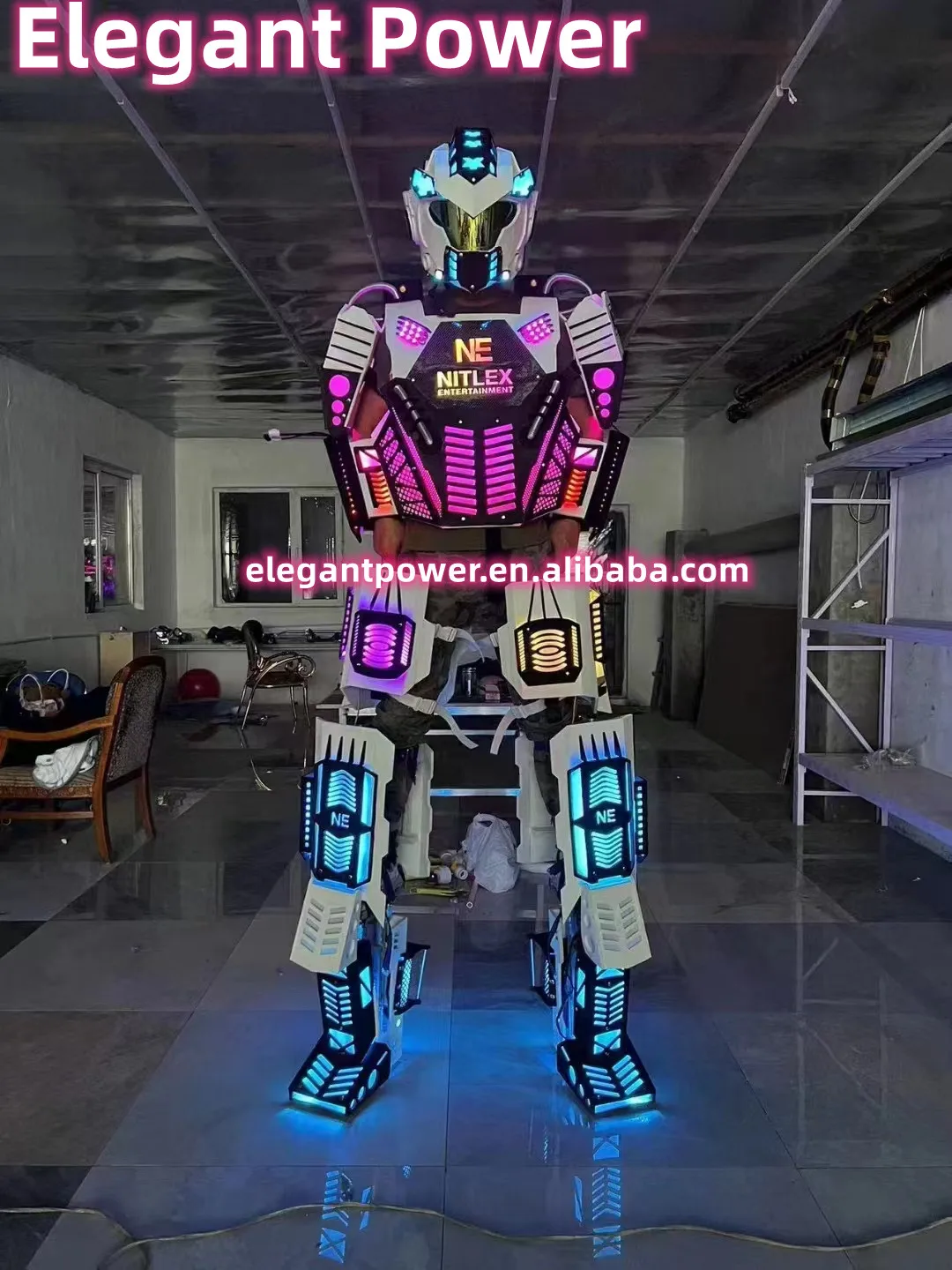 Party Traje Led Robot Costume Led Clothes Stilts Walker Costume Disfraces Halloween Led Suit Costume Helmet