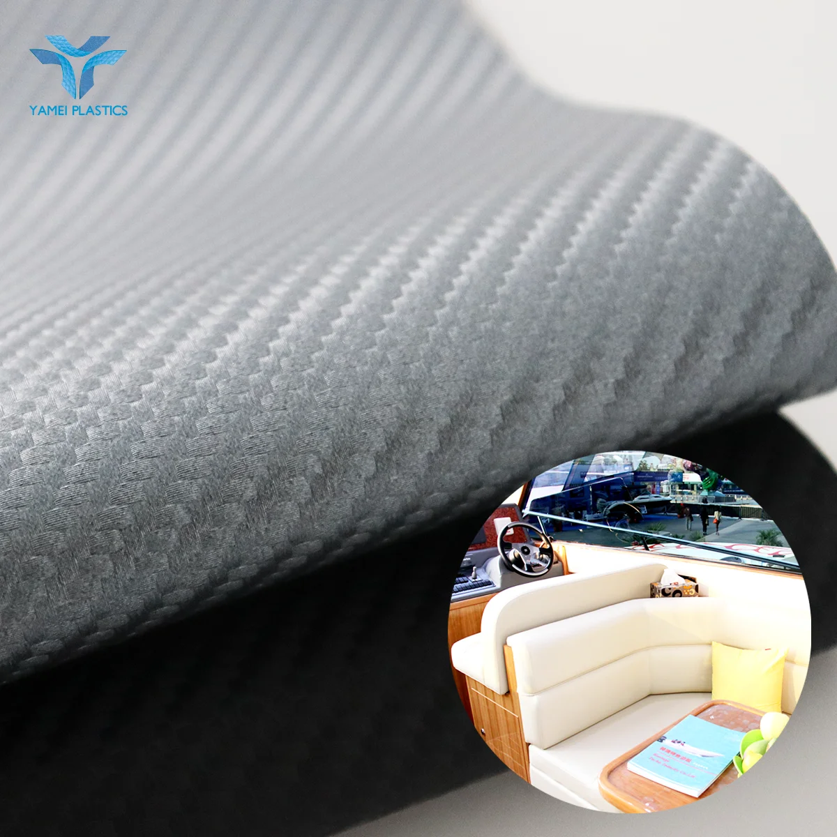 New Manufacture Wholesale Carbon Fiber Plus 1.1mm Pvc Marine Grade Vinyl Faux Synthetic Leather For Outdoor or Indoor Marine Use