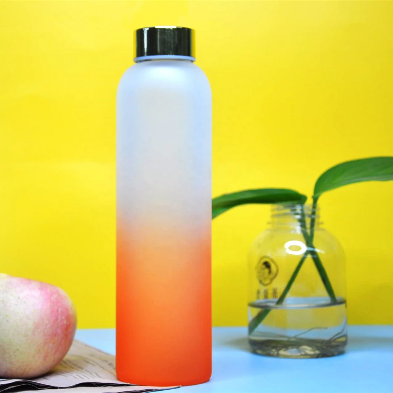 
Hot Selling High Borosilicate Glass Water Bottle With Time Marker Reminder 500ml Bpa Free 