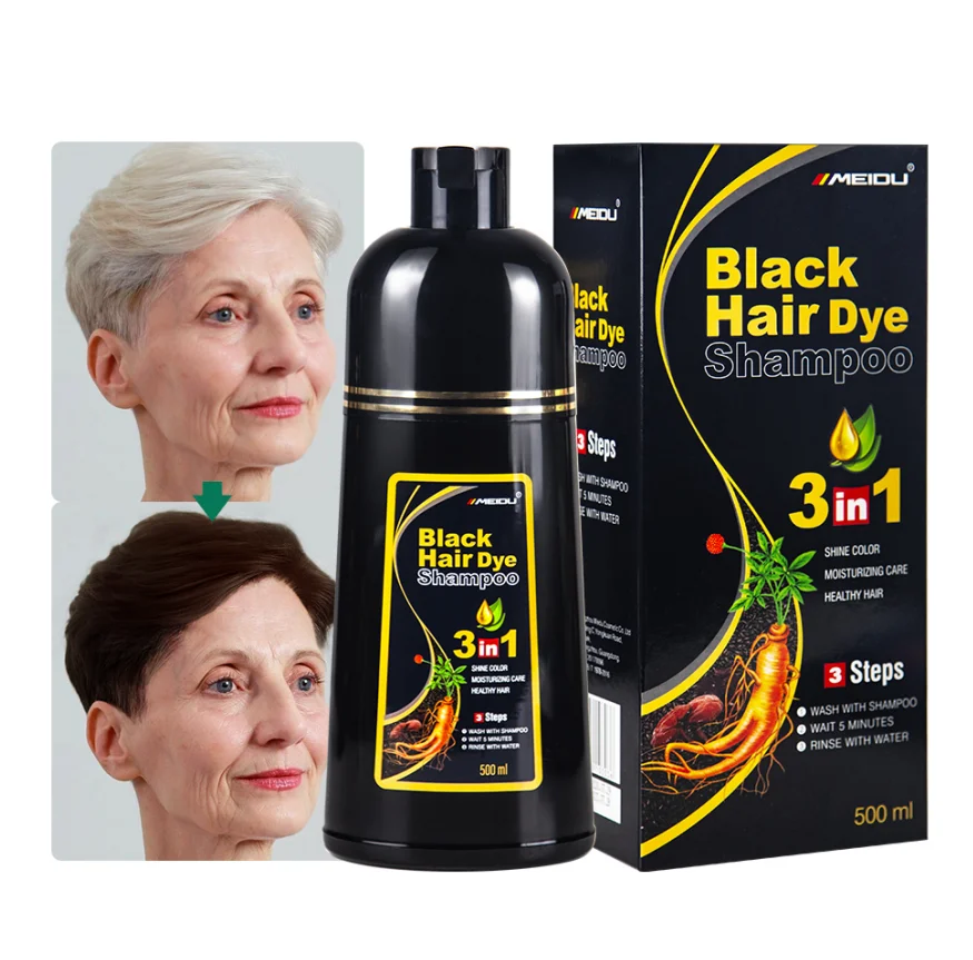 Japanese Thailand Chinese dark light brown plant bubble 3 in 1 hair color herbal black hair dye shampoo