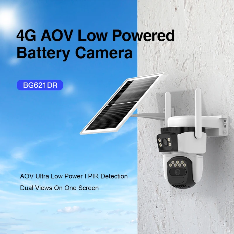Wireless Solar 4g Sim Card Camera Security Dual Lens Full HD Network Camera Cloud Storage Surveillance Cctv Ip Camera