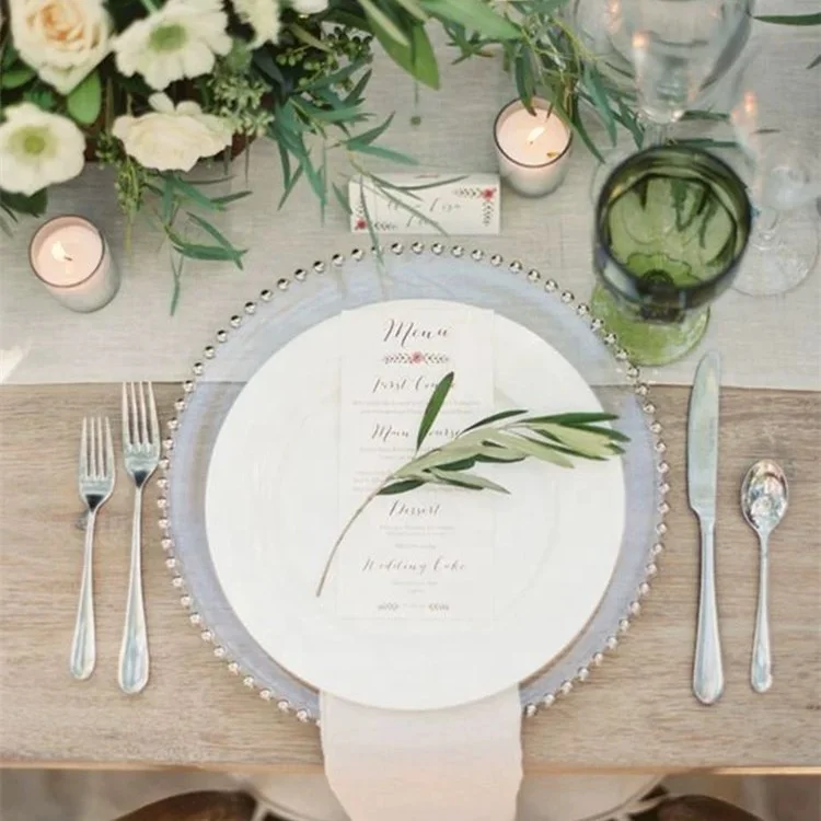 
Creative Clear Gold glass plates cheap wholesale charger plate wedding glass plate 