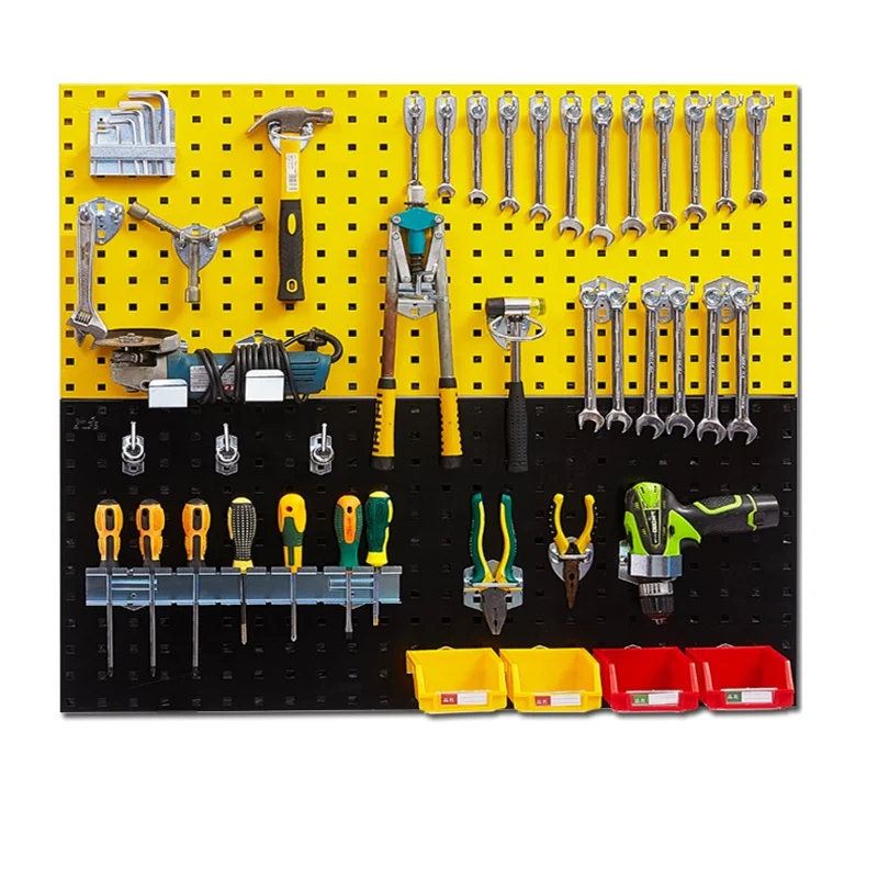 Heavy Duty Peg Board Panels Black Pegboard Display Wall Organizer Steel Tool Storage Frame Large Metal Pegboard For Walls Home