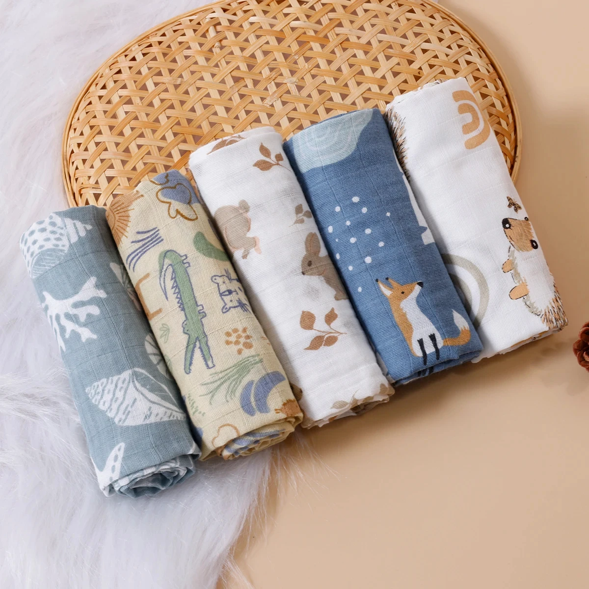 Custom Digital Prints Cotton Baby Warp Blankets Hot Sale 2 Layer 70% Bamboo 30% Cotton Baby 120*110 Muslin Swaddle Blanket