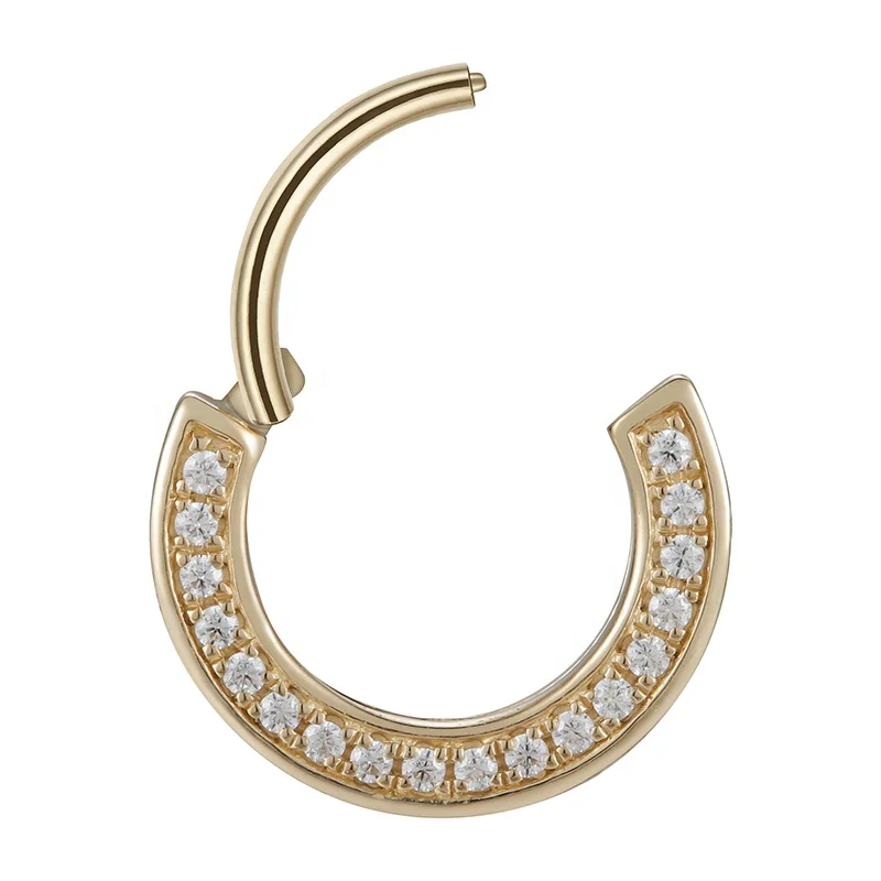 Giometal 14K Solid Gold Hinged Segment Rings Septum Clickers Earrings nose conch daith Luxury Piercing Body Jewelry Factory