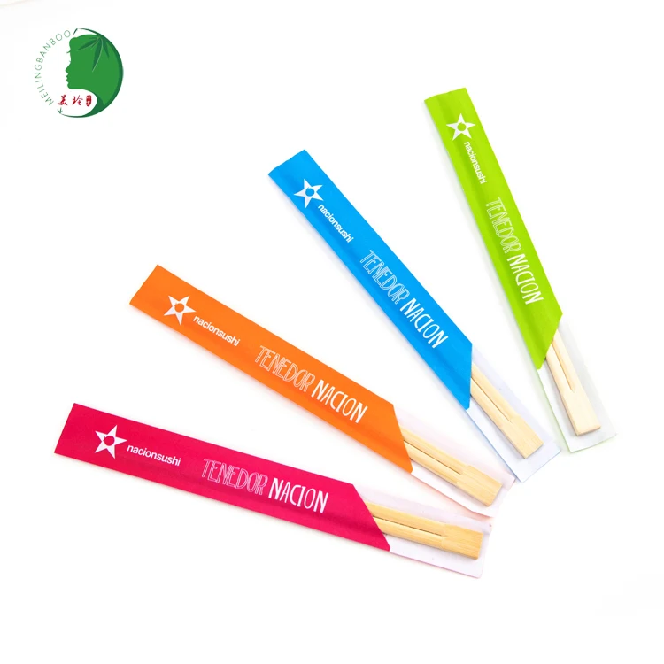 Twin Japanese White Paper Fully Wrapped Knotless Bulk Twin Head Wooden Disposable Palillos Bamboo Chopsticks Sushi Stick 230mm