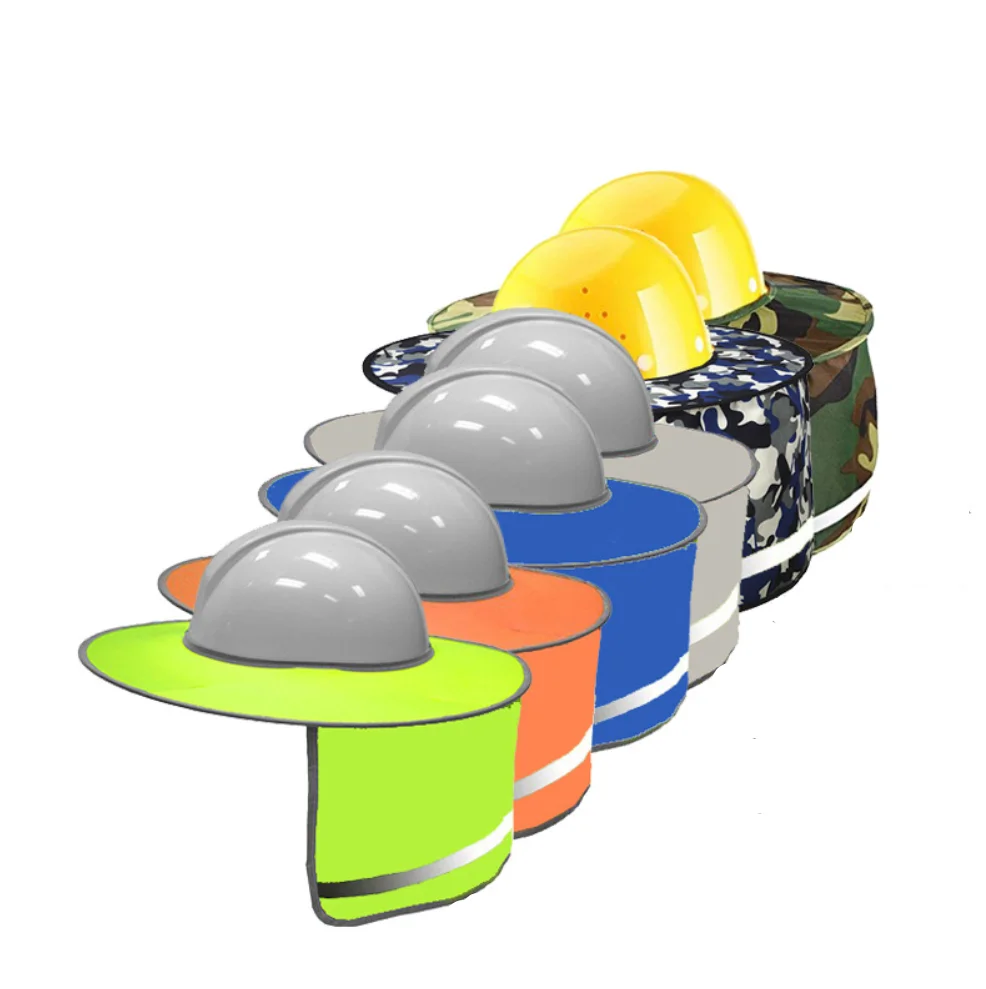 Wholesale Full Brim Construction Safety Helmet Sun Shade Hard Hat Camo Neck Sun Shade