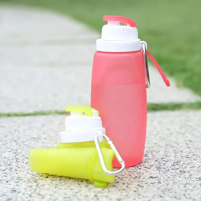 Collapsible Water Bottle 11oz Foldable Silicone Bottles Flexible Collapsable Sports Water Bottle For Easy Storage