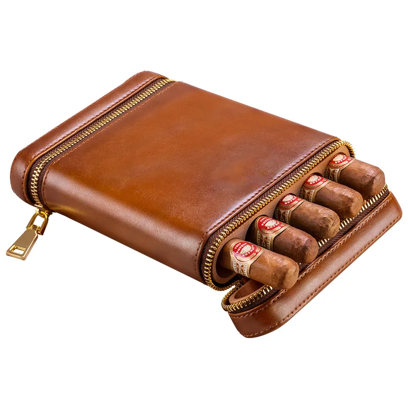 
Portable Cow Leather Cigar handtailor Travel Humidor Manufacturer Wholesale cohiba Cigars Cedar Wooden Humidor box cases 
