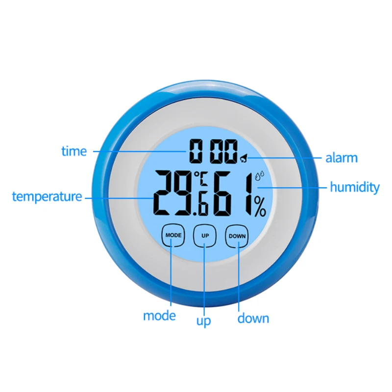 Cheap Round mini Tabletop Alarm Clock Indoor Room Electronic Digital Thermometer Hygrometer Desk & Table Clocks