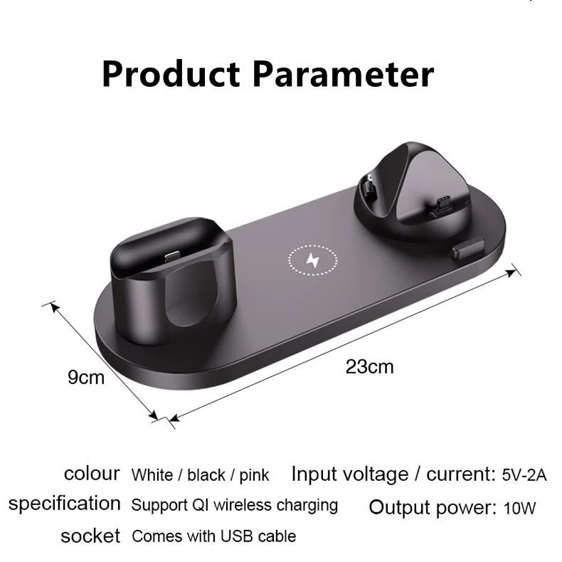 Беспроводное зарядное устройство WS5 6 в 1 многофункциональная беспроводная зарядная подставка док-станция умные часы для наушников