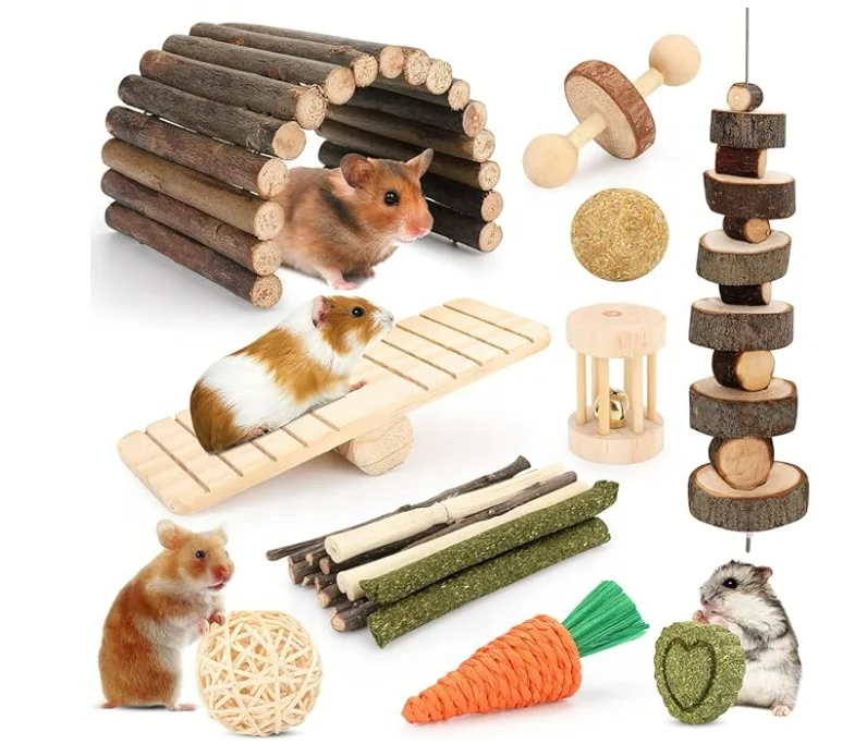 Hamster Guinea Pig Toys Hamster Wheel Hamster Cage Accessories Small Animal Molar Chew Toys Chinchillas Mouse Rabbit Bunny