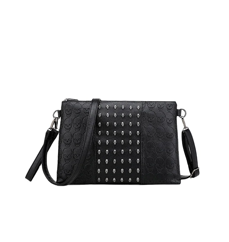 High Quality Fashion Women Cross Bag PU Leather Handbags Shoulder Bag Rivet Skull Messenger Bags