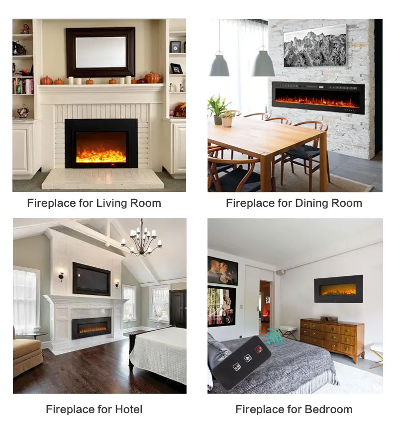 Heating Function Modern Flame Heater Recessed Automatic Constant Temperature Built-In Electric Fireplace Inserts